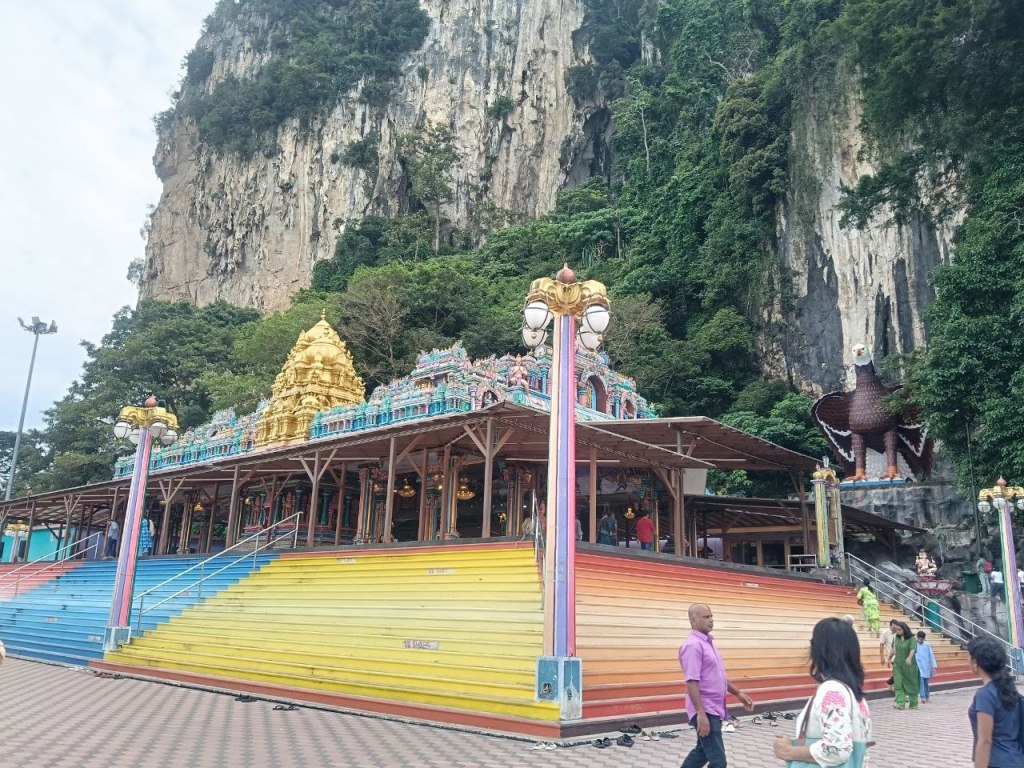 Batu Caves stairs with monkeys Kuala Lumpur