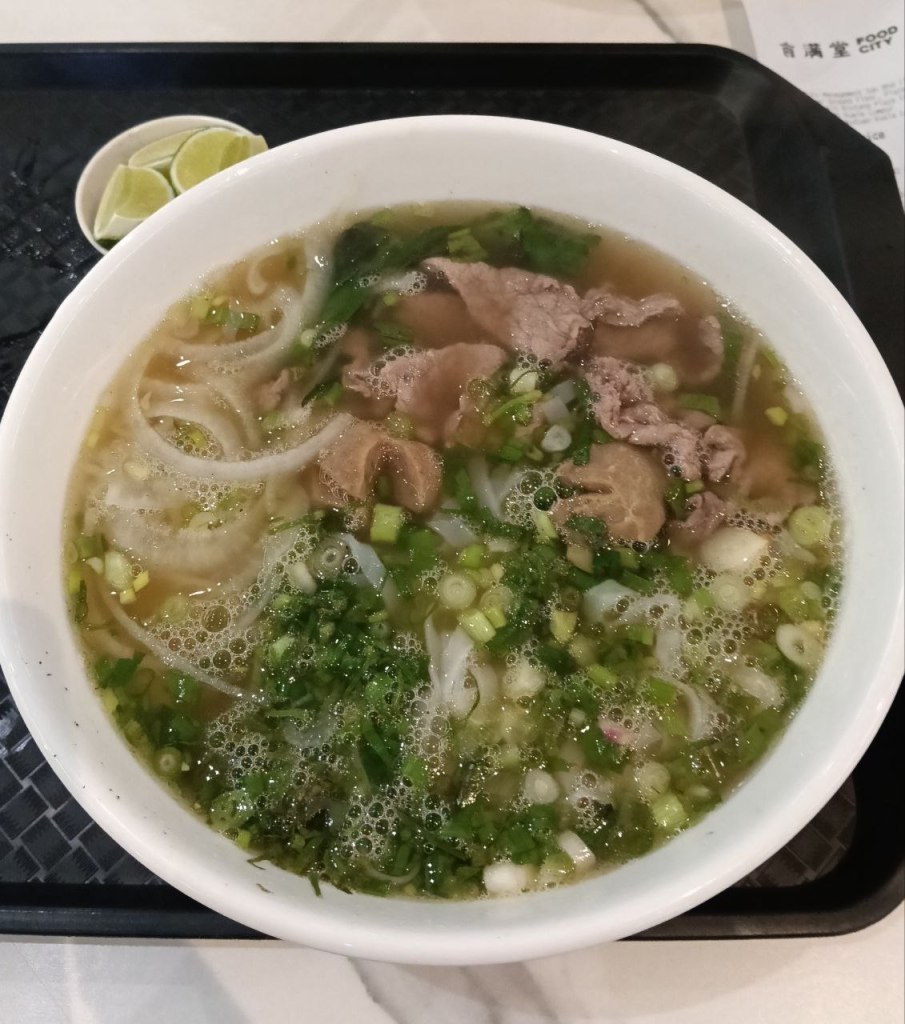 Big bowl of Vietnamese pho at Okm Recipe Cafe
