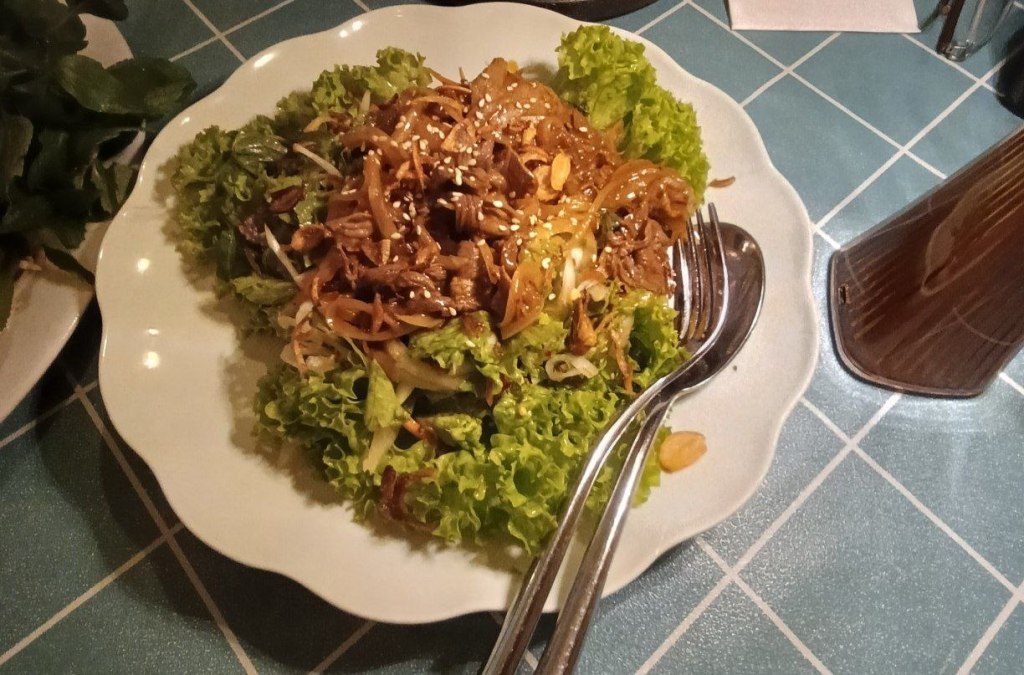 Vietnamese salad with caramelized onions and sesame at Sao Nam