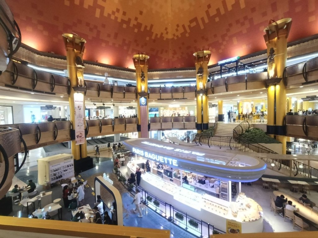 Sunway Pyramid Mall Egyptian themed interior with multiple floors