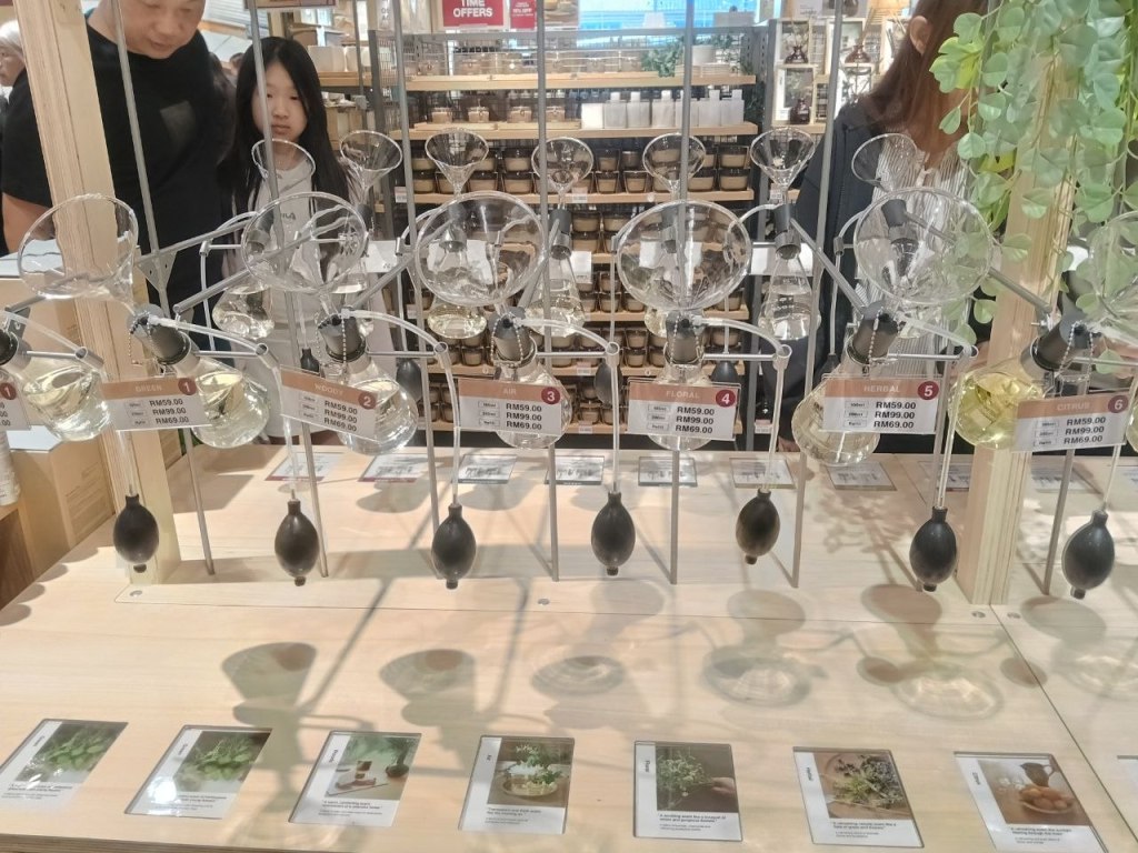 Perfume and fragrance shop with glass diffusers in Sunway Pyramid
